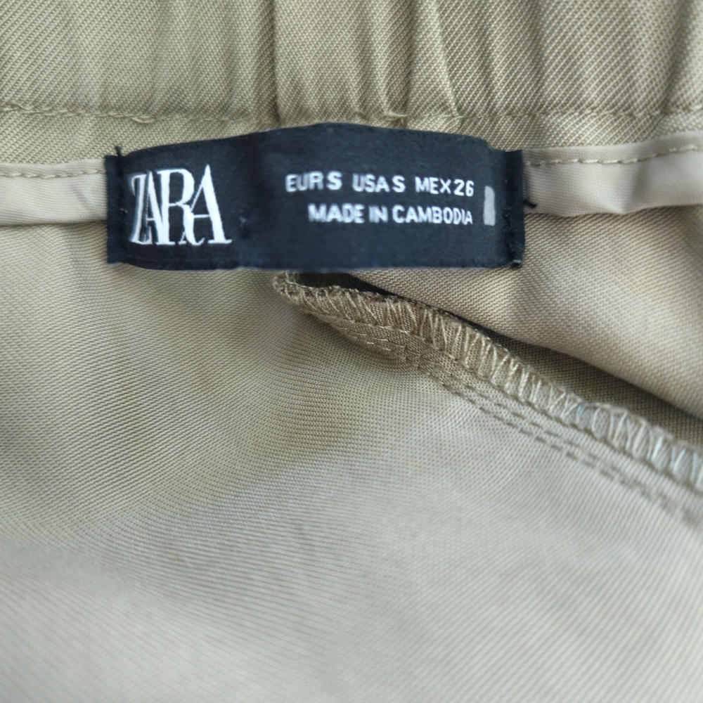 Zara Baggy High waisted Belted Olive Pant Size Small - Picture 10 of 13